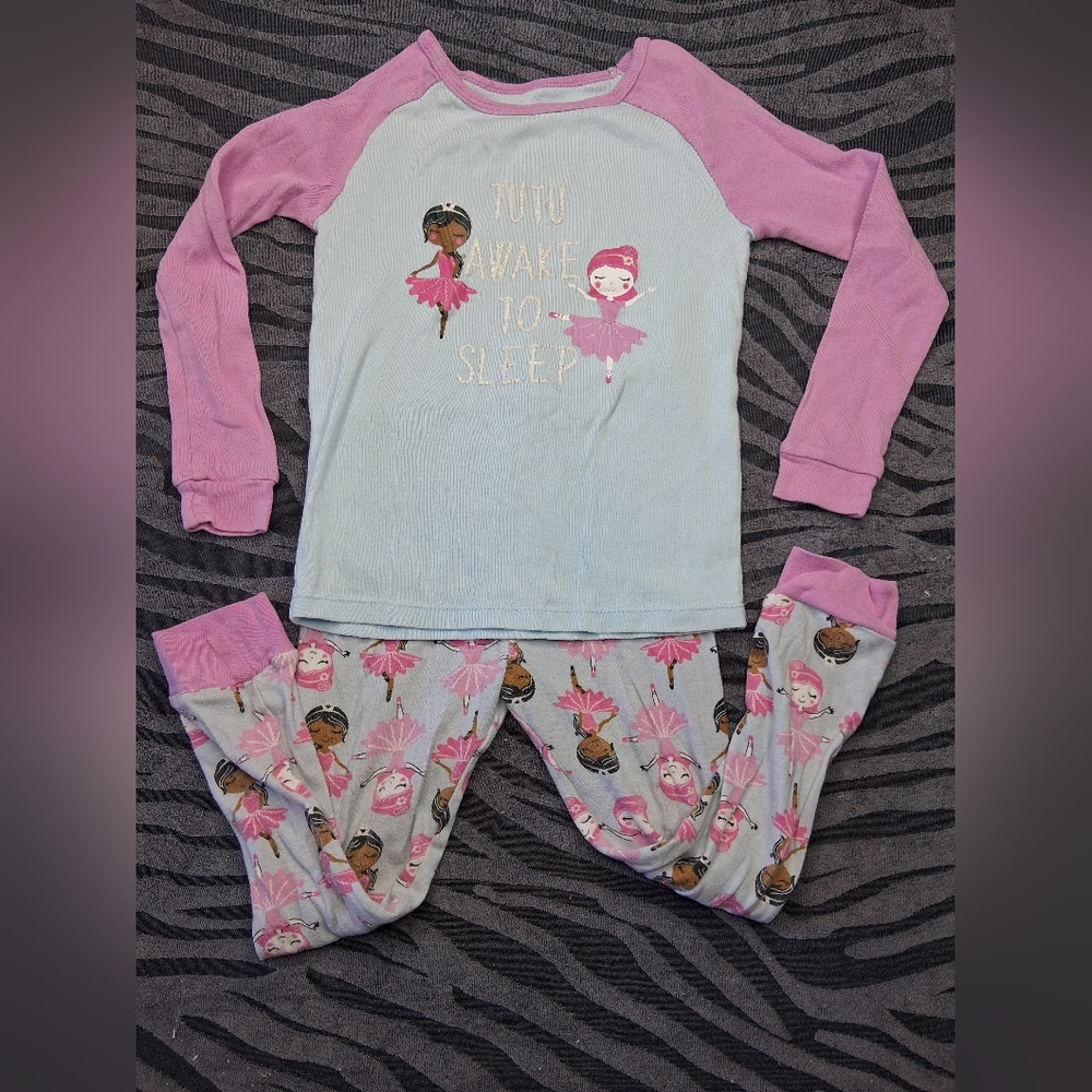 Girls' Pink and Blue Ballerina Pajama Set 5t